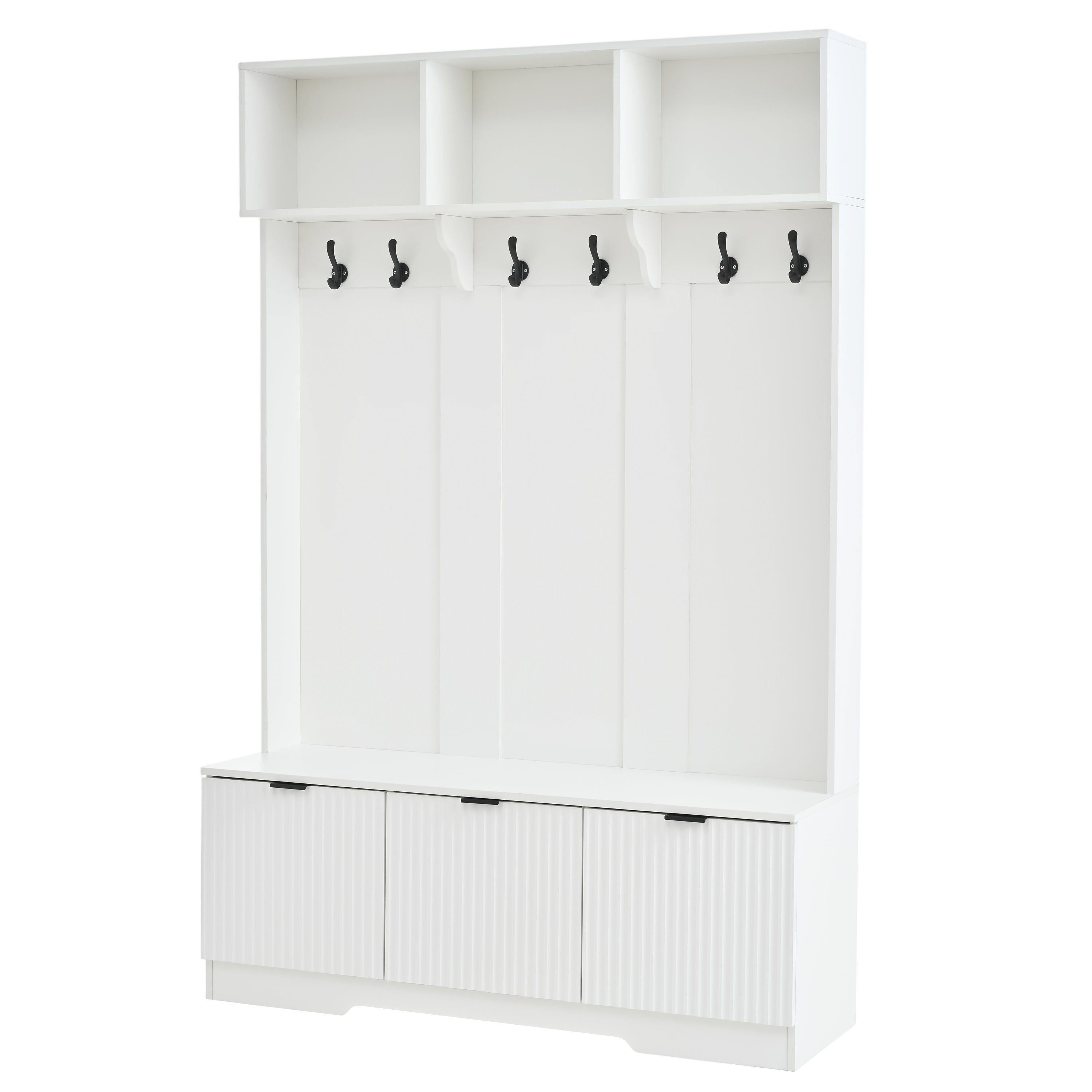 Two meters three cabinets and three storage clothes rack,Warm white