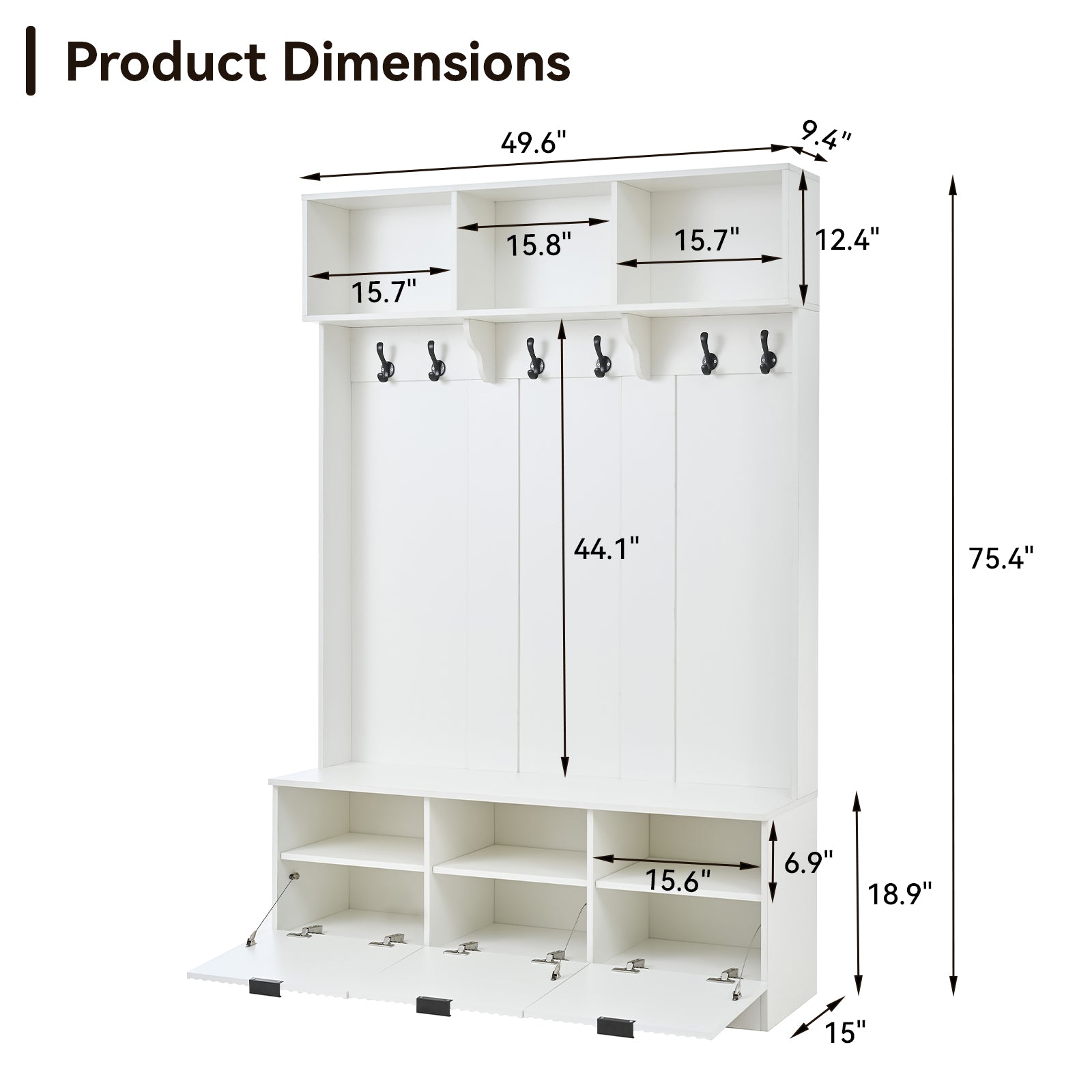 Two meters three cabinets and three storage clothes rack,Warm white