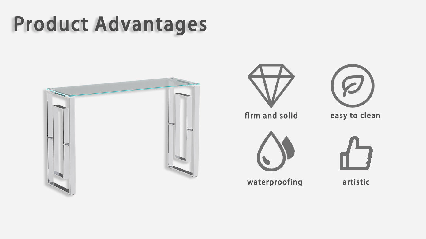 Console Table Stainless Steel Glass,Meal side table silvery Clear bs-02 s