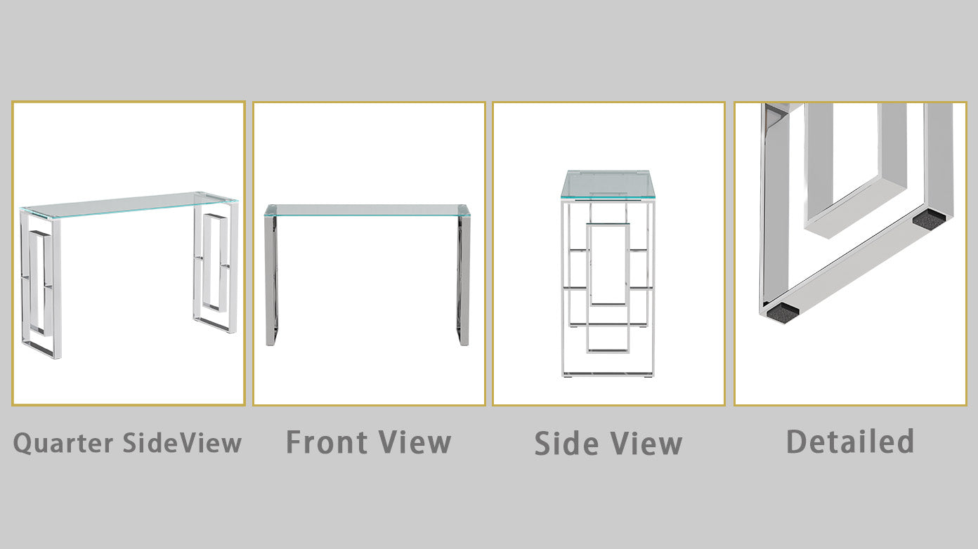 Console Table Stainless Steel Glass,Meal side table silvery Clear bs-02 s