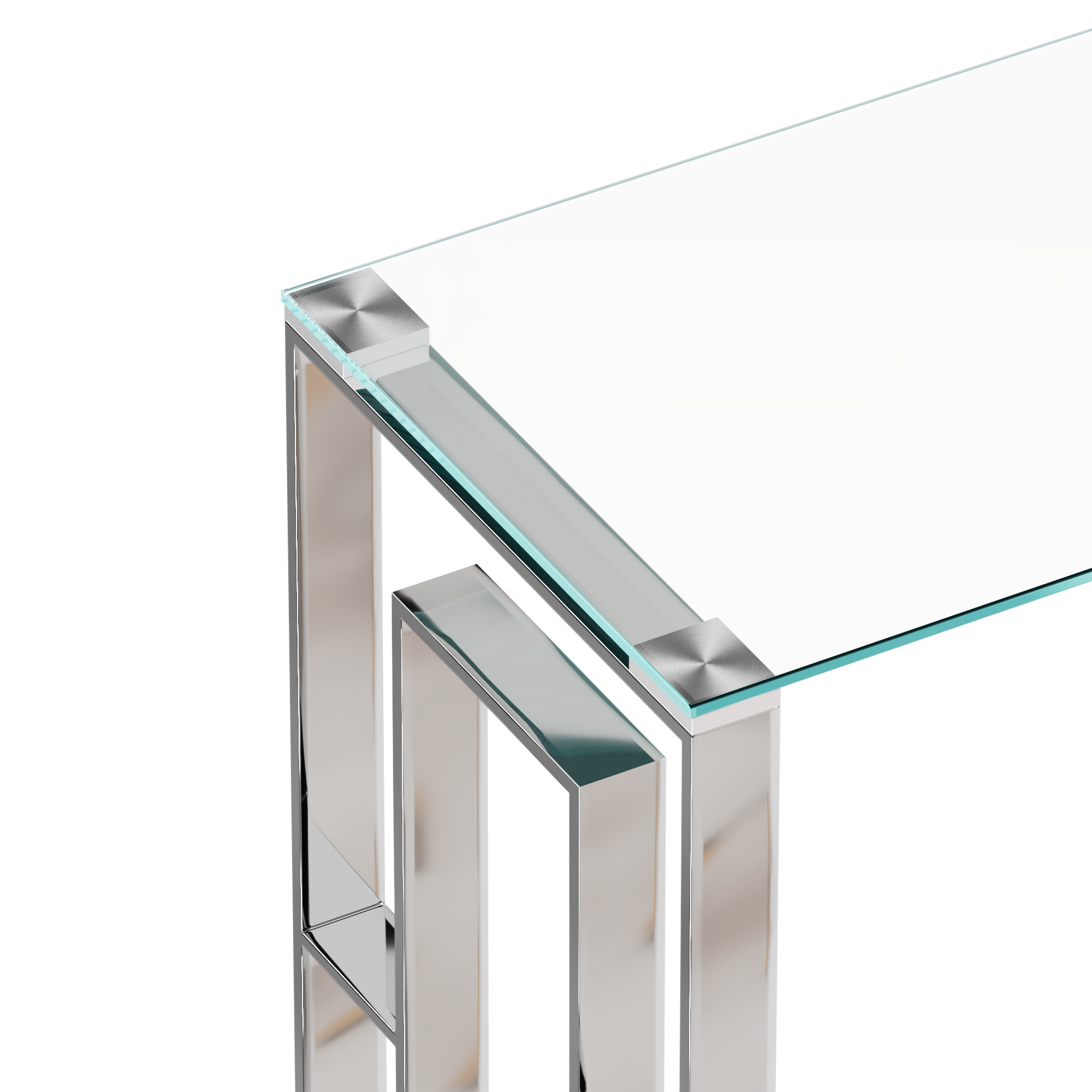 Console Table Stainless Steel Glass,Meal side table silvery Clear bs-02 s